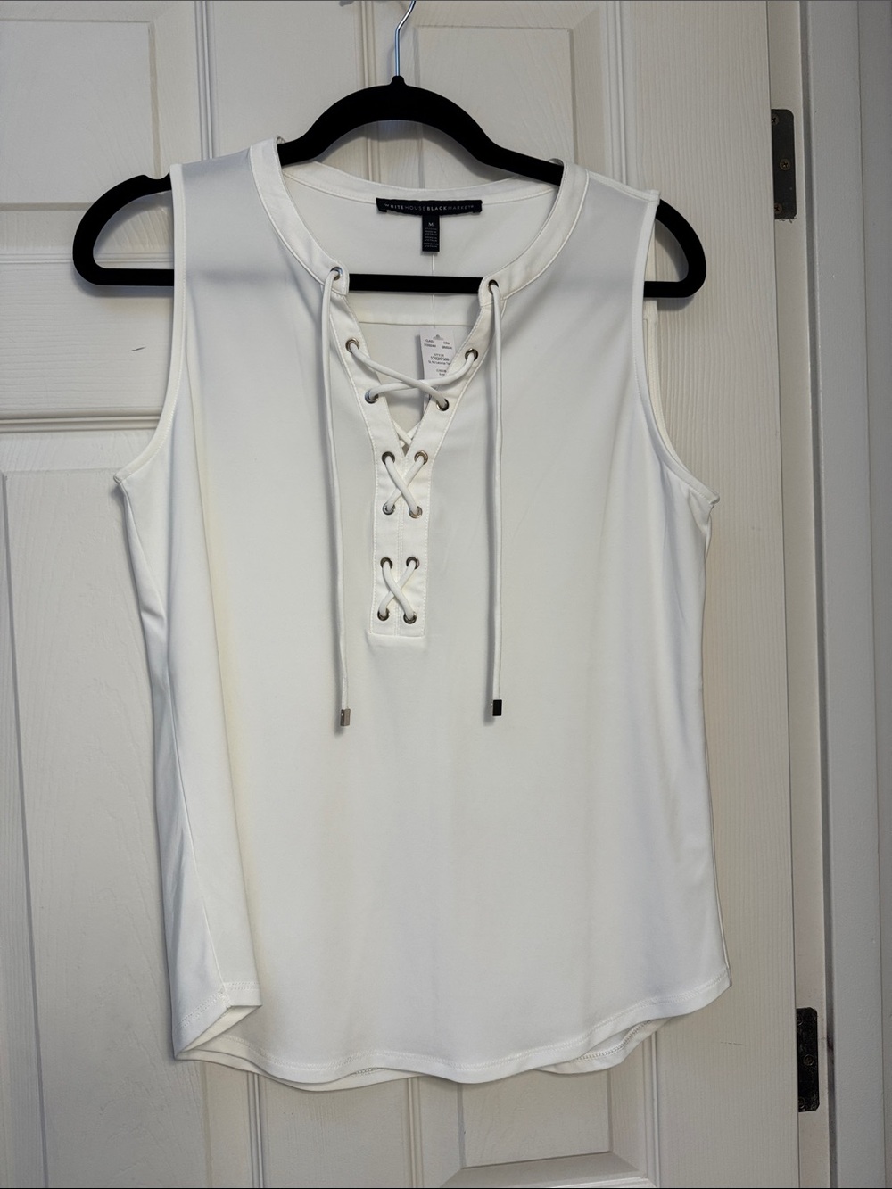 White House Black Market White Lace-Up Sleeveless Tank
